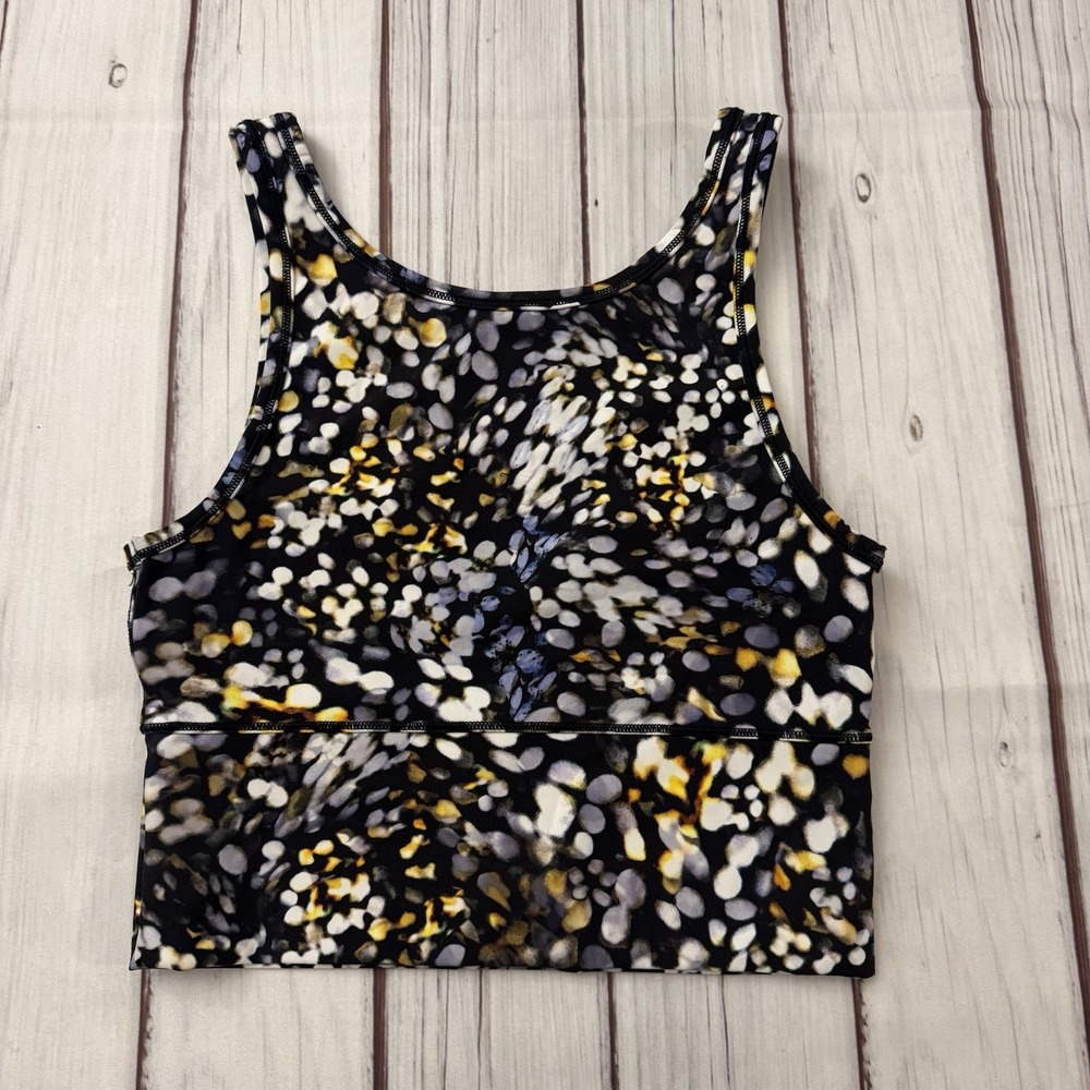 Lululemon Black & Multicolor‎ Print V-Back Cropped Tank Top Size XS/S